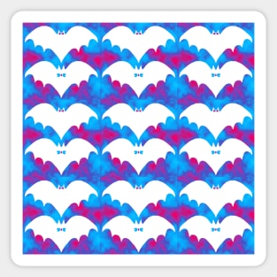 White Bats And Bows Blue Pink Sticker